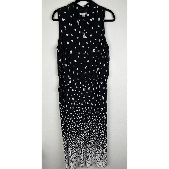 London Style Collection Jumpsuit Womens 18 Sleeveless Button Up Lightweight NWT - Picture 1 of 16